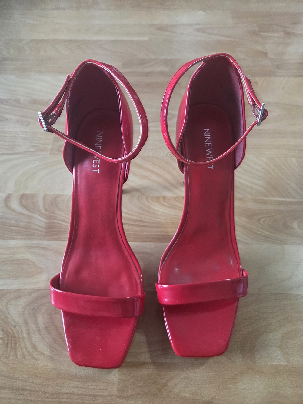 Nine West Red Ankle-Strap Block Heel Sandals